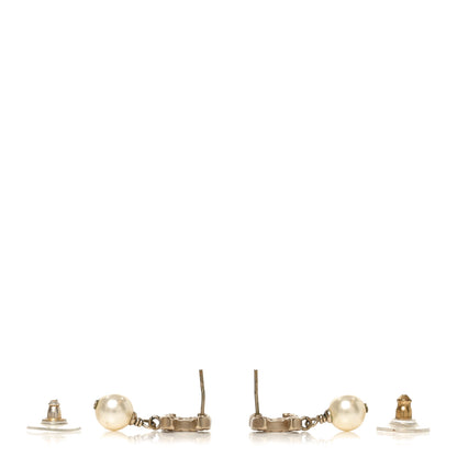 Chanel Pearl Quilted CC Drop Earrings Gold 3 of 4