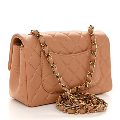 Chanel Lambskin Quilted Mini Rectangular Flap Dark Beige 2 of 10