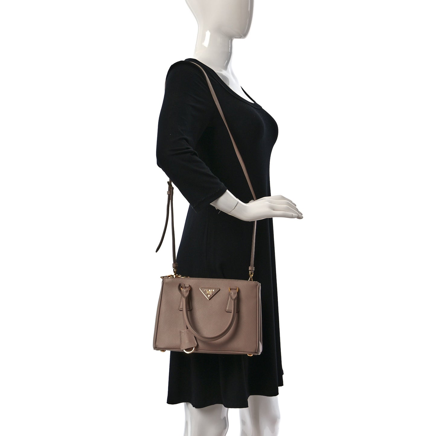 Saffiano Small Galleria Double Zip Tote Argilla