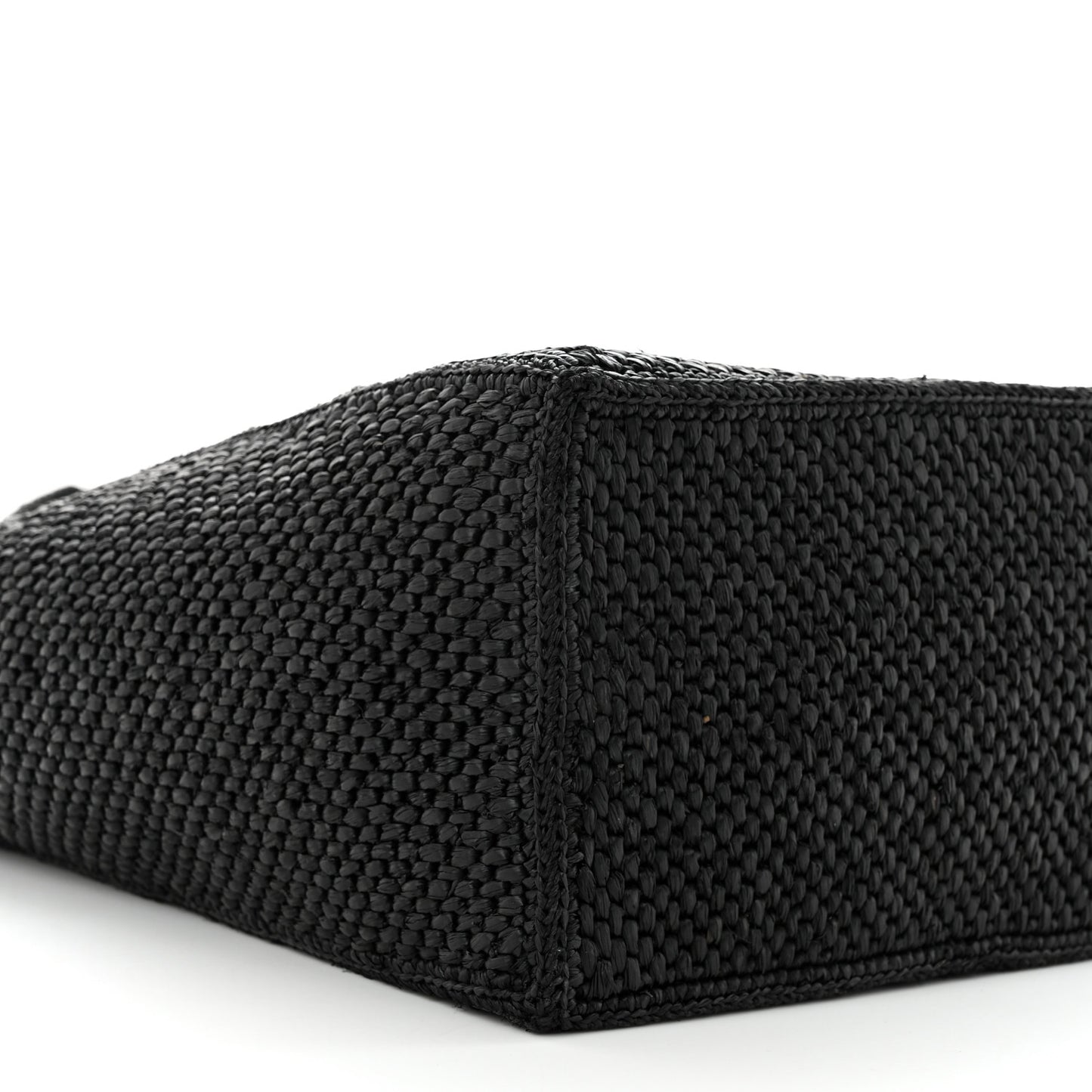 Raffia Medium Paula's Ibiza Logo Tote Black White