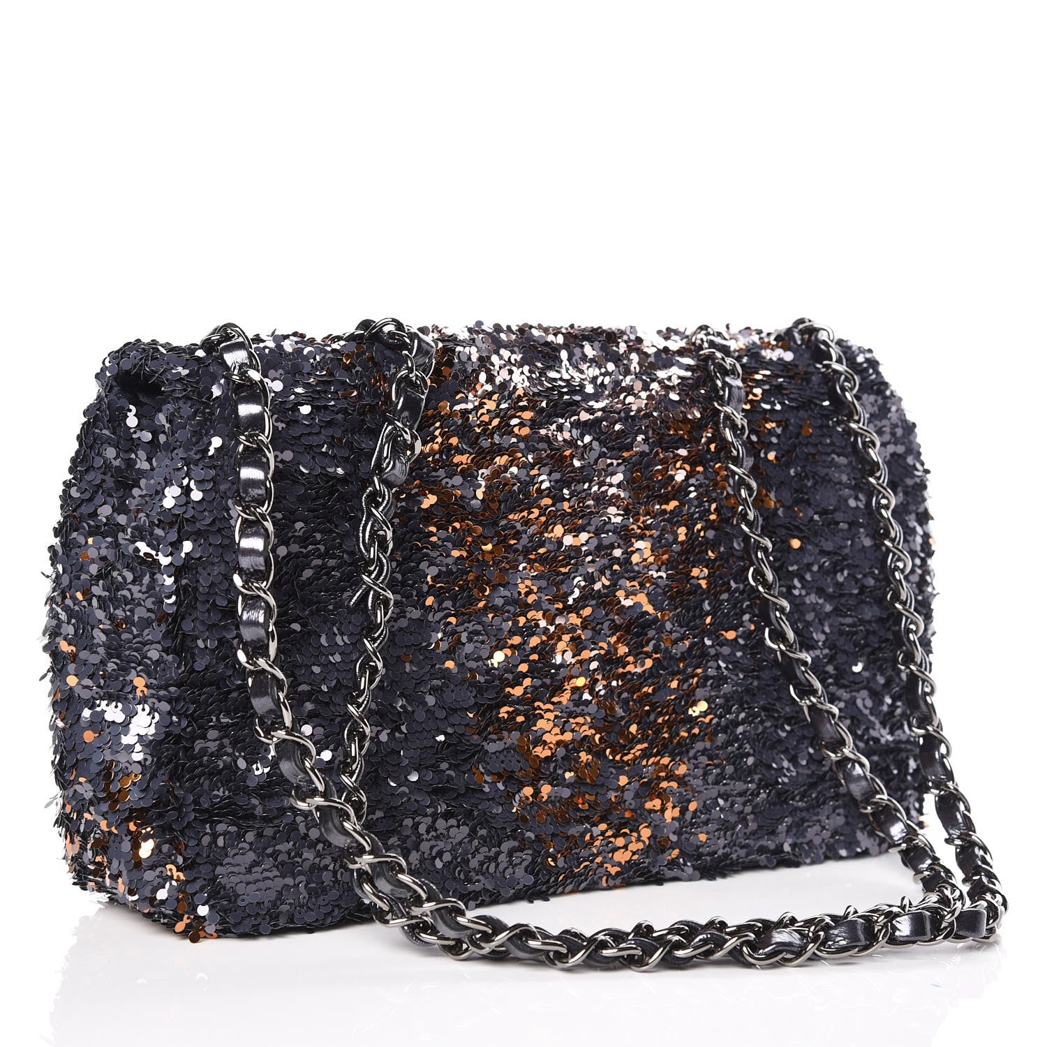 Chanel Sequin Medium Single Flap Bronze Black 3 of 9