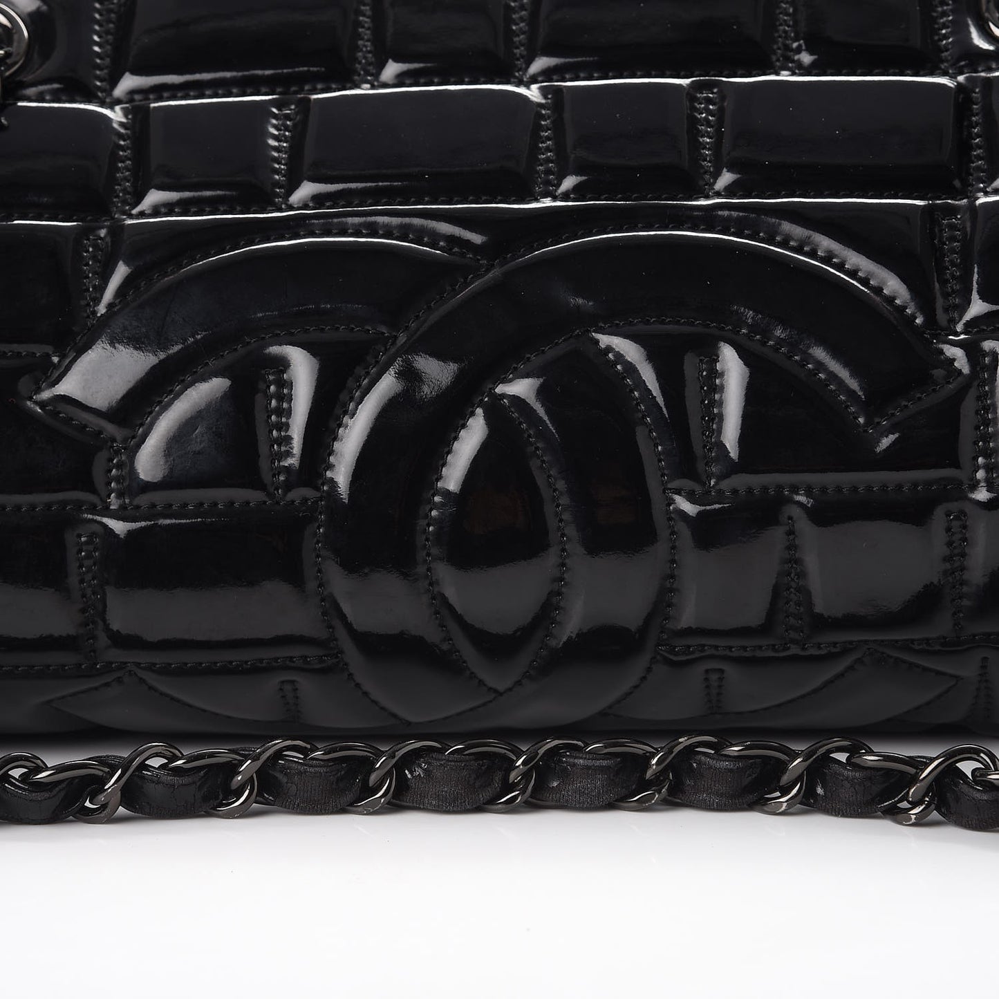 Vinyl Quilted Frozen Shopping Tote Black