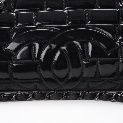 Chanel Vinyl Quilted Frozen Shopping Tote Black 9 of 10