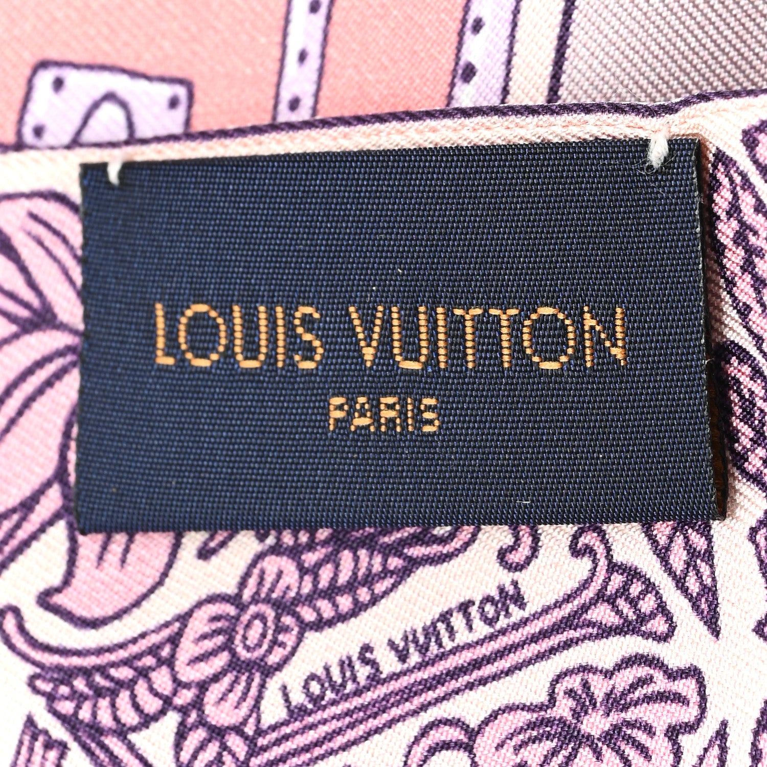 LOUIS VUITTON シルクバンダナ ピンク・グレーバンド ブランド古着】スカーフ バンドー モノグラム コンフィデンシャル