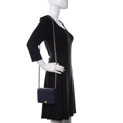 Chanel Caviar Quilted Boy Wallet On Chain WOC Navy 2 of 15