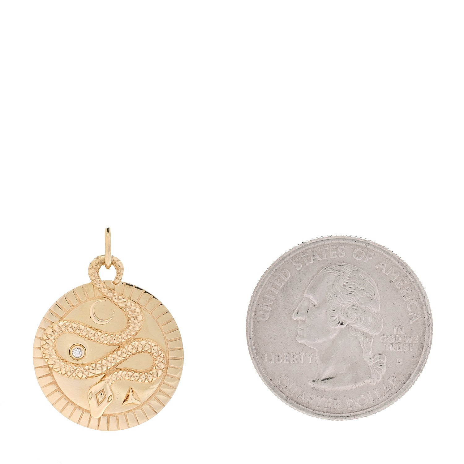 Foundrae 18K Yellow Gold Diamond Medium Wholeness Snake Medallion Pendant 2 of 5