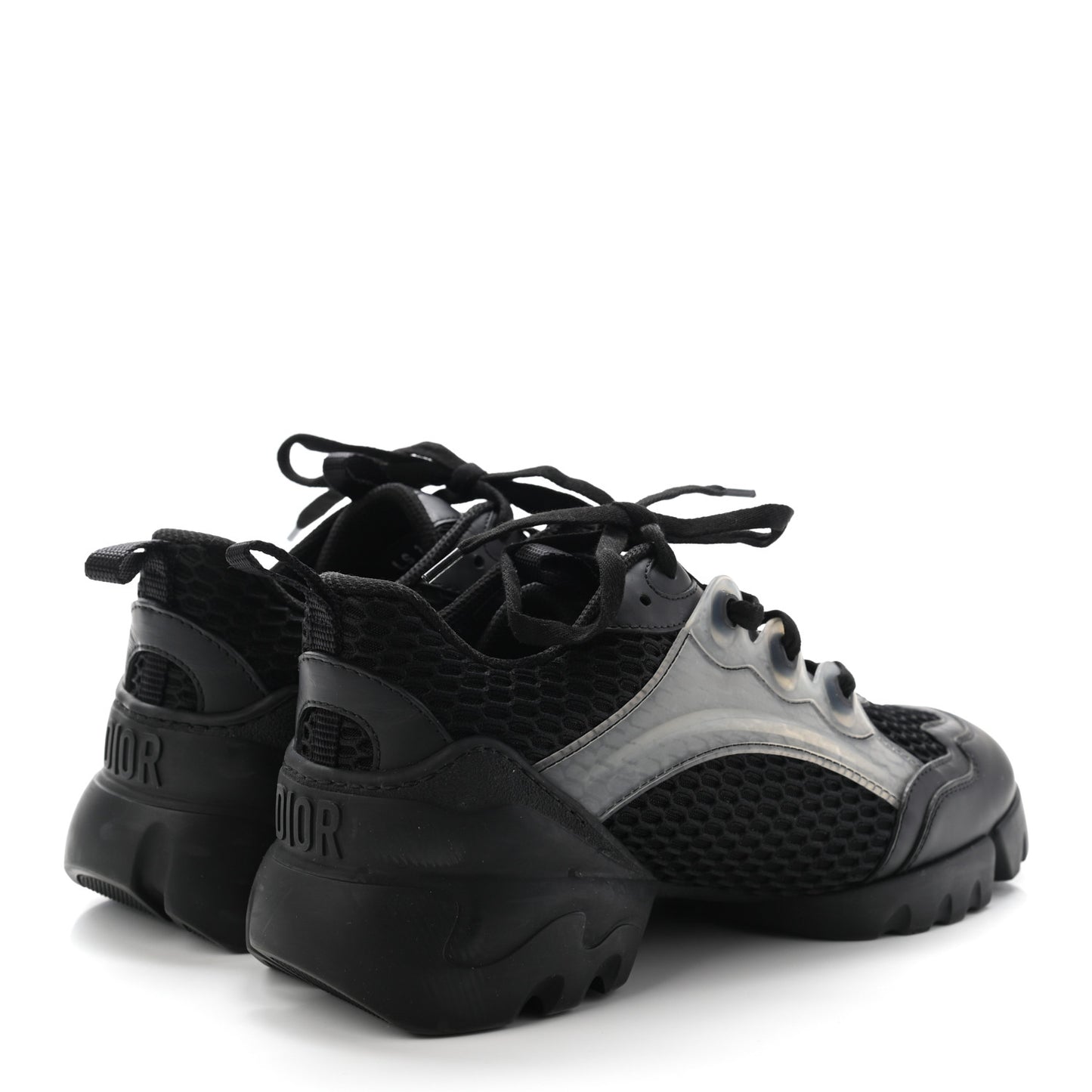 Mesh Calfskin Womens D-Connect Sneakers 38 Black