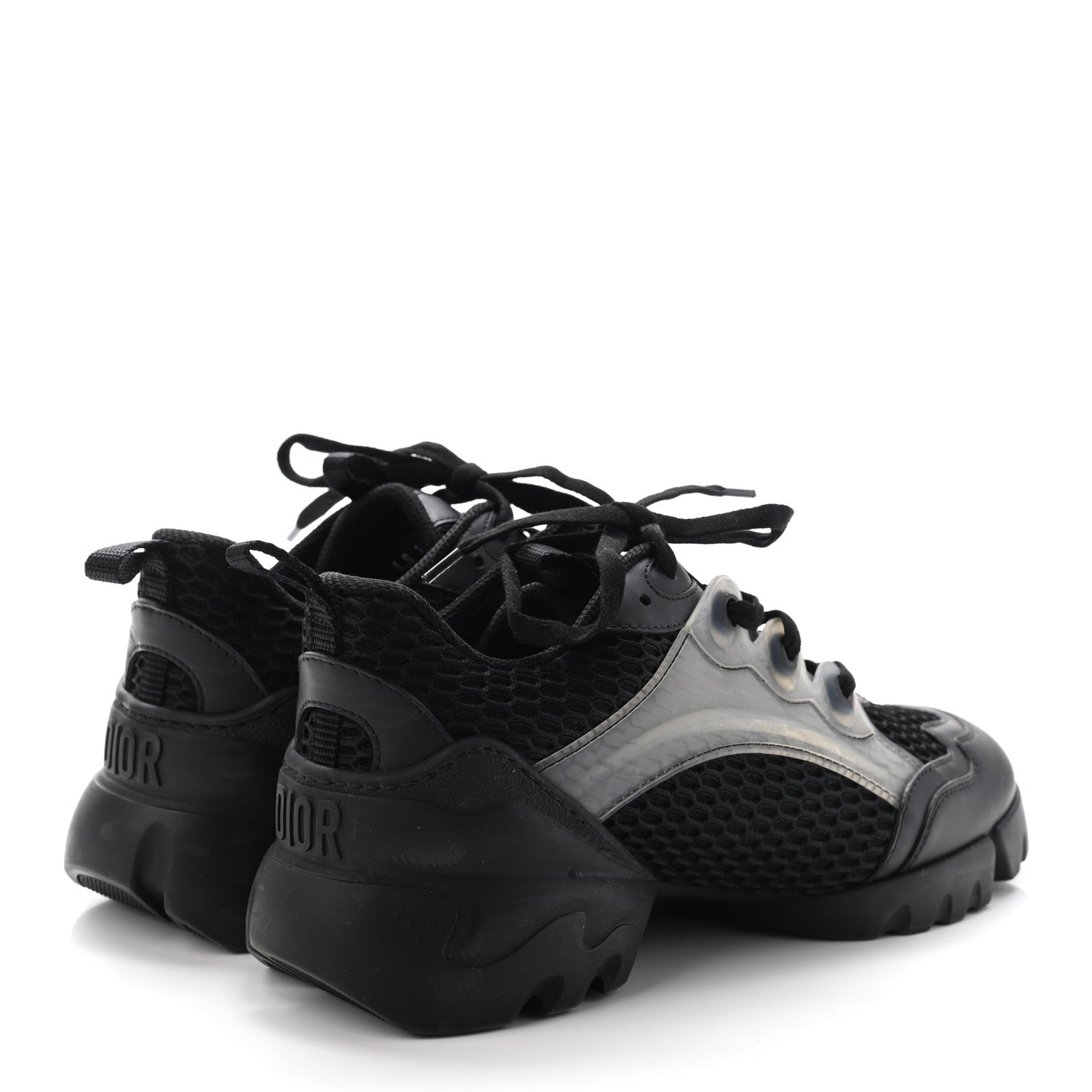 Christian Dior Mesh Calfskin Womens D-Connect Sneakers 38 Black 4 of 10