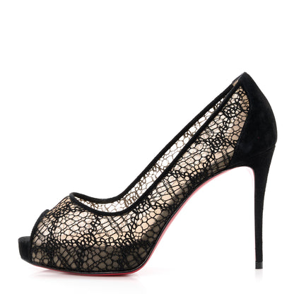 Christian Louboutin Rete Lace Veau Velours Very Lace 100 Pump 36 Black 1 of 8