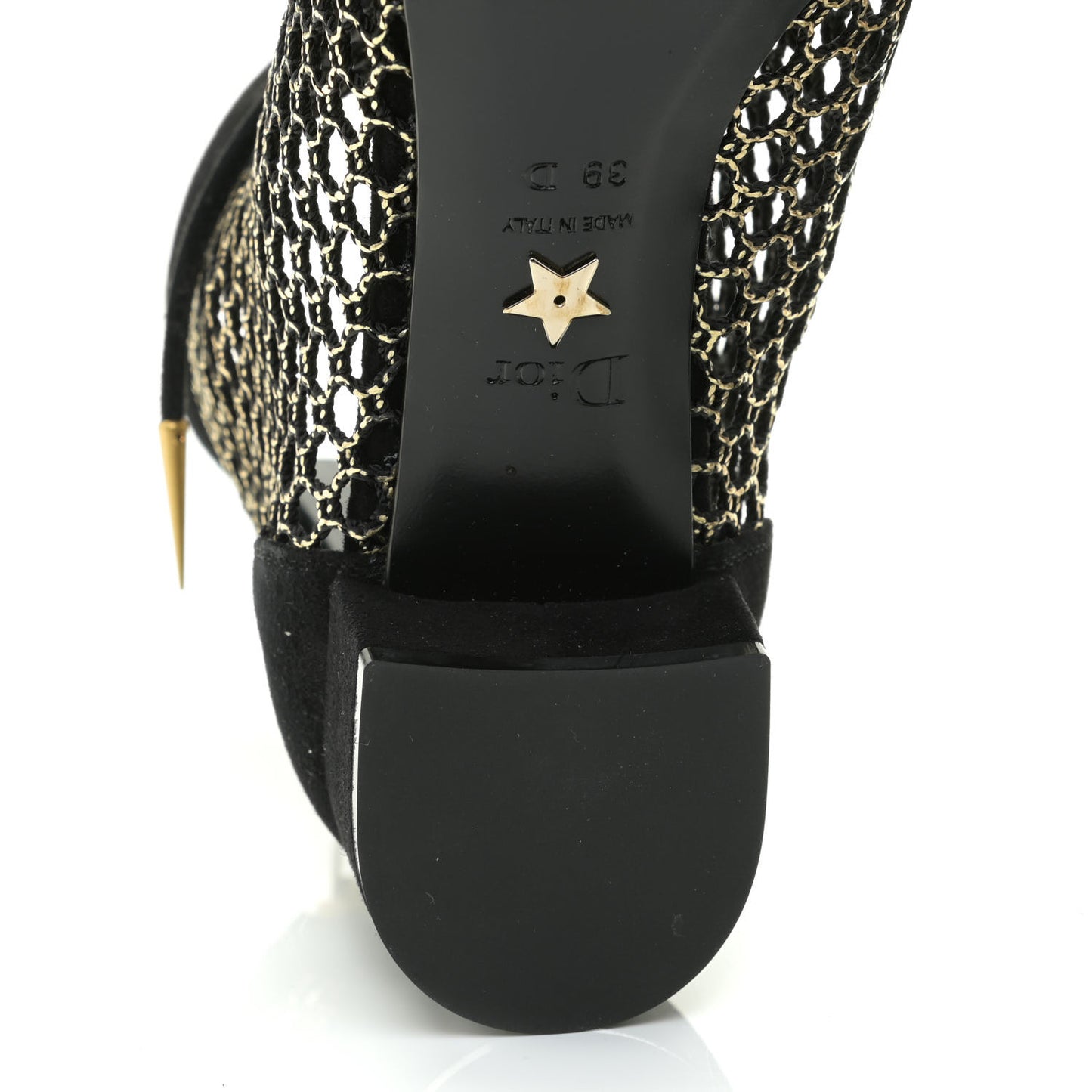 Suede Laminated Resille Naughtily-D 30mm Ankle Boots 39 Black Gold