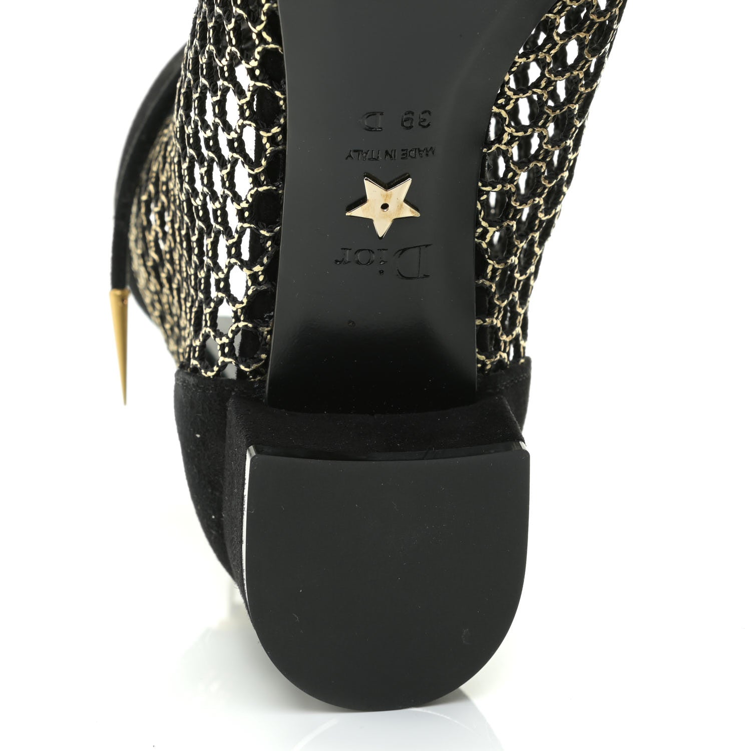 Christian Dior Suede Laminated Resille Naughtily-D 30mm Ankle Boots 39 Black Gold 8 of 11