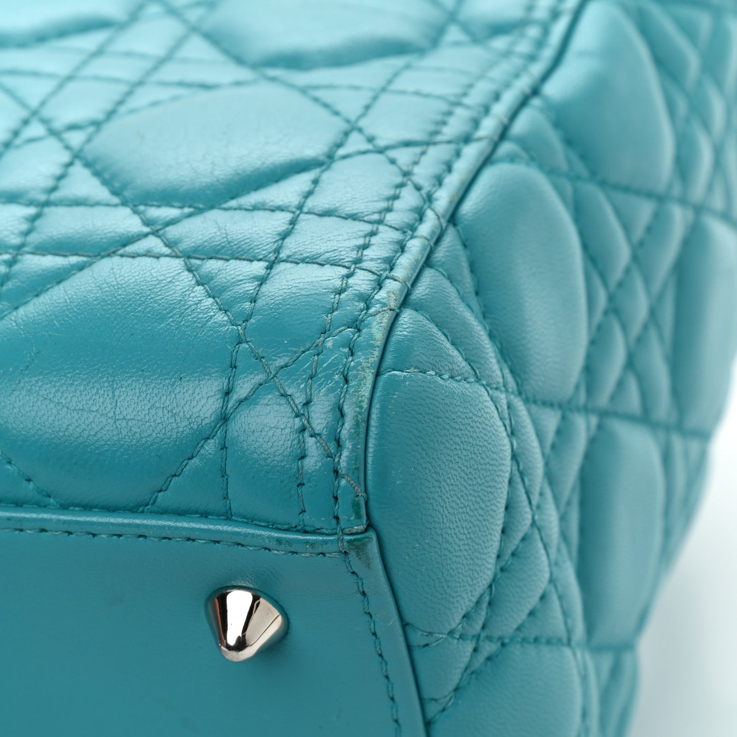 Lambskin Cannage Medium Lady Dior Turquoise