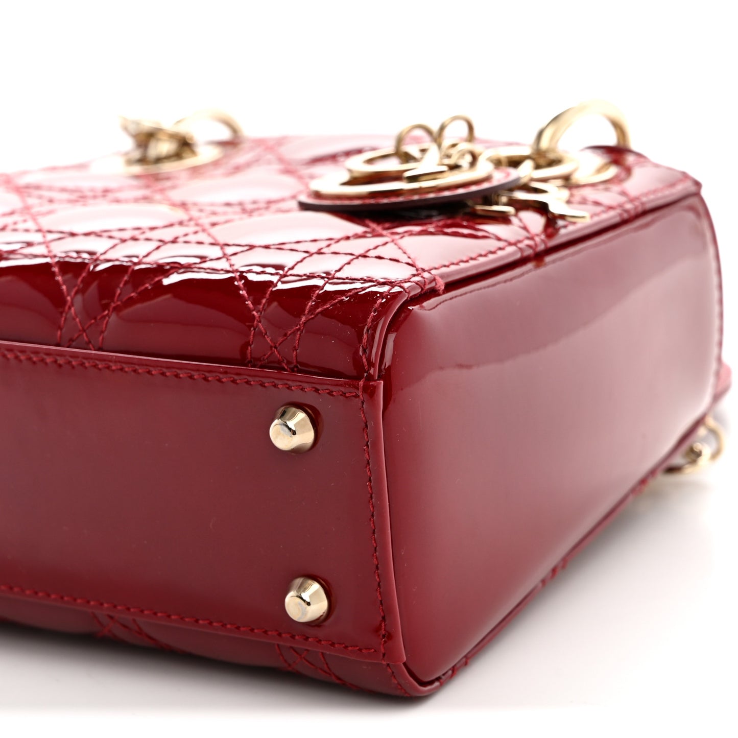 Patent Cannage Mini Lady Dior Red
