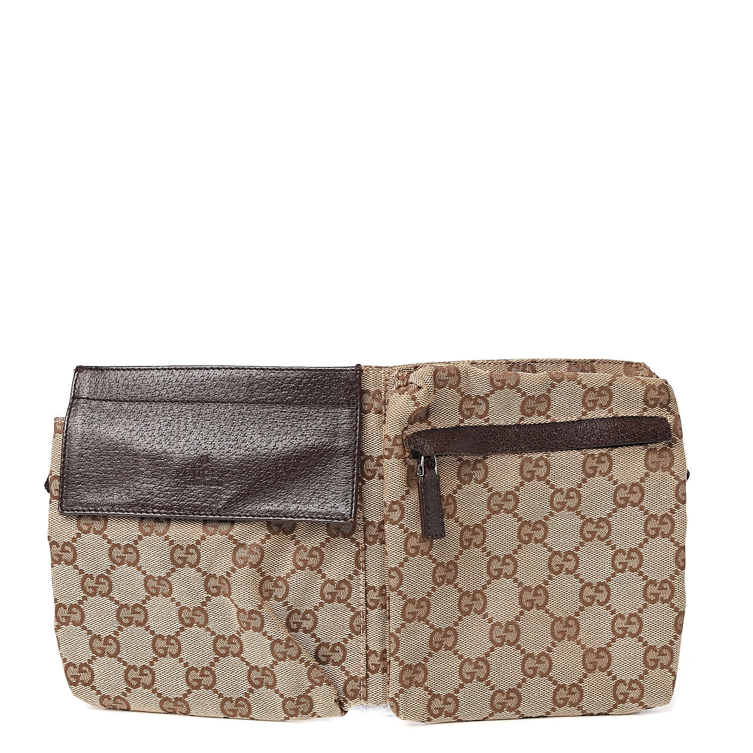 Gucci GG Monogram Double Pocket Belt Bag Dark Brown 1 of 6