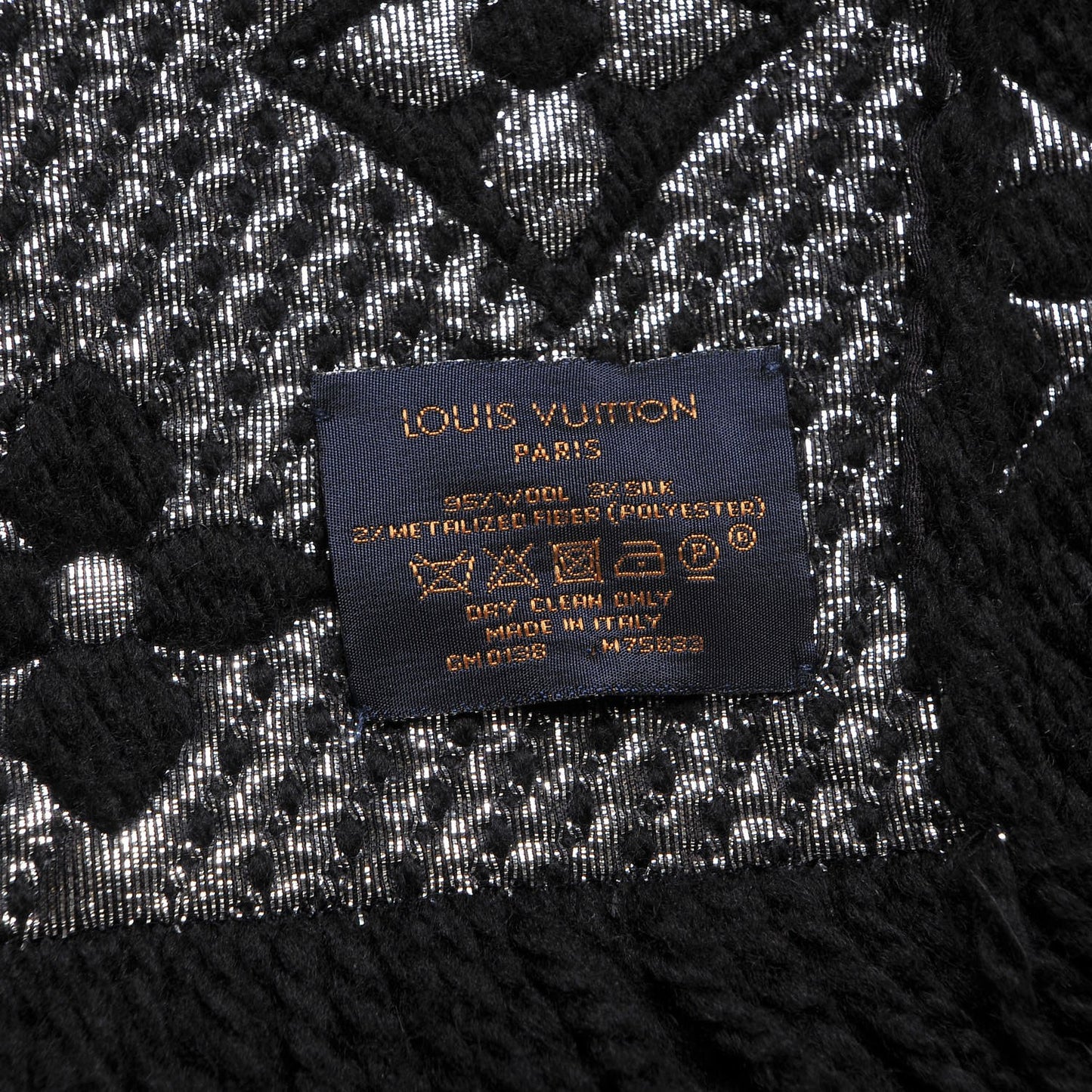 Wool Silk Logomania Shine Scarf Black