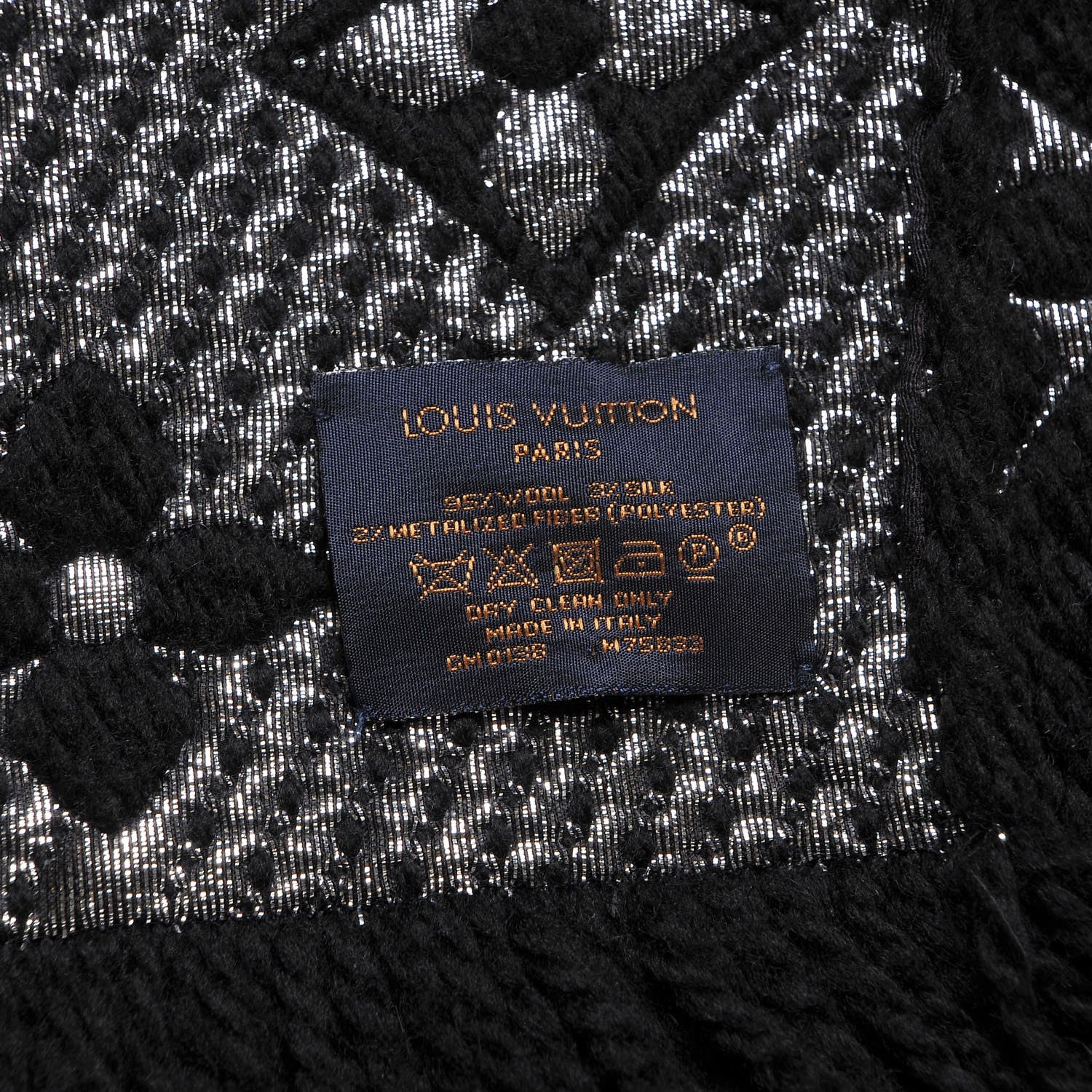 Louis Vuitton Wool Silk Logomania Shine Scarf Black 3 of 4
