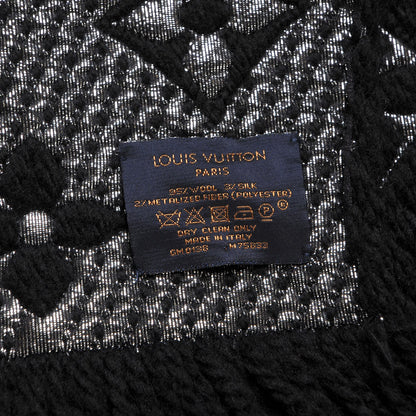 Louis Vuitton Wool Silk Logomania Shine Scarf Black 3 of 4