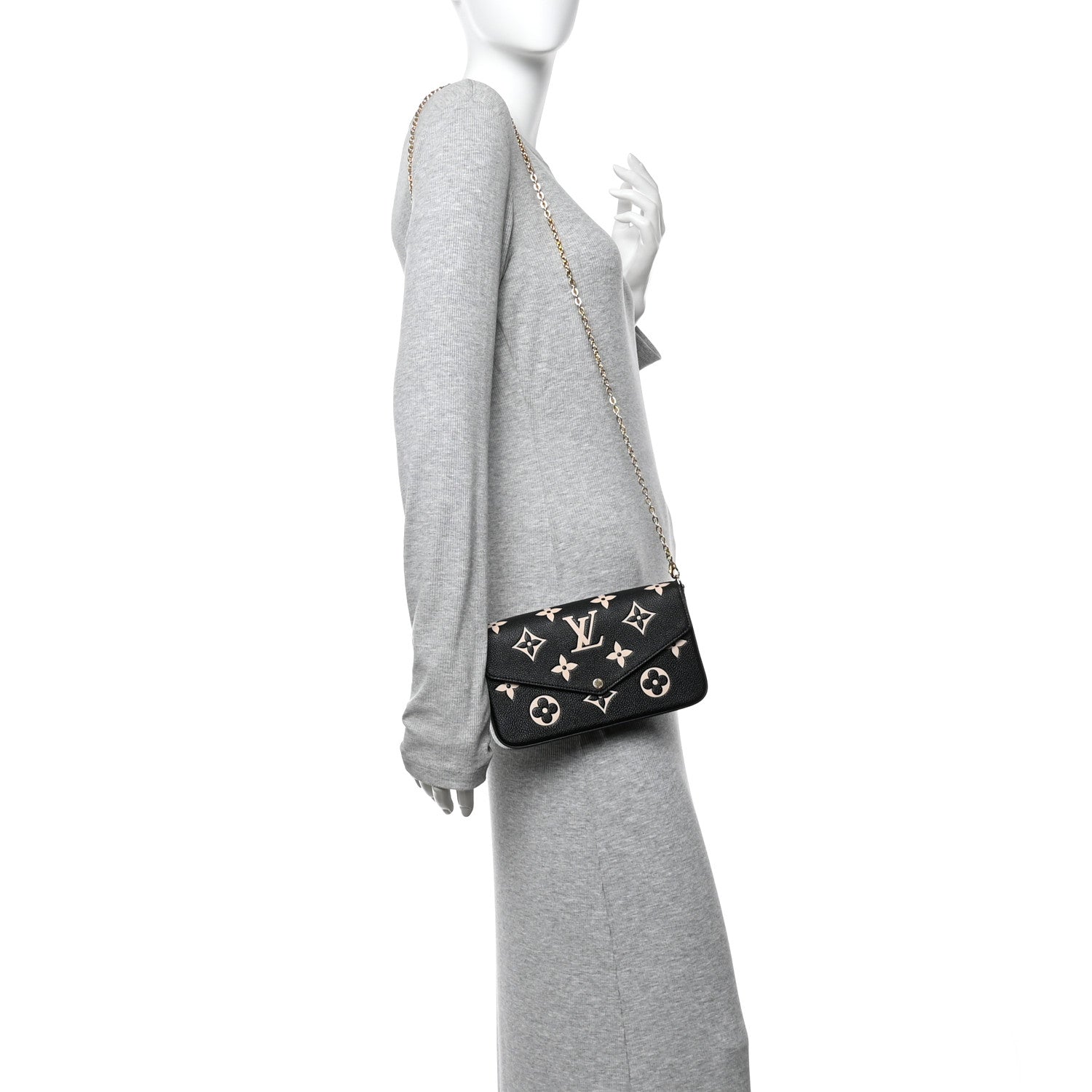 Louis Vuitton Empreinte Monogram Giant Felicie Pochette Black Beige 2 of 12