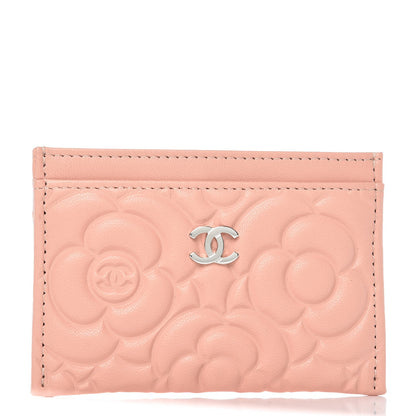 Chanel Goatskin Camellia Embossed Card Holder Light Pink 1 of 8
