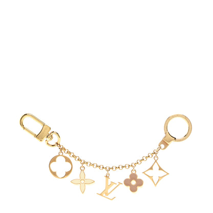 Louis Vuitton Brass Enamel Fleur De Monogram Bag Charm Chain Gold 1 of 4