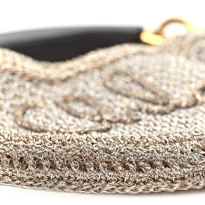 Chloe Metallic Crochet Calfskin Mini Summer Banana Hobo Silver 8 of 9