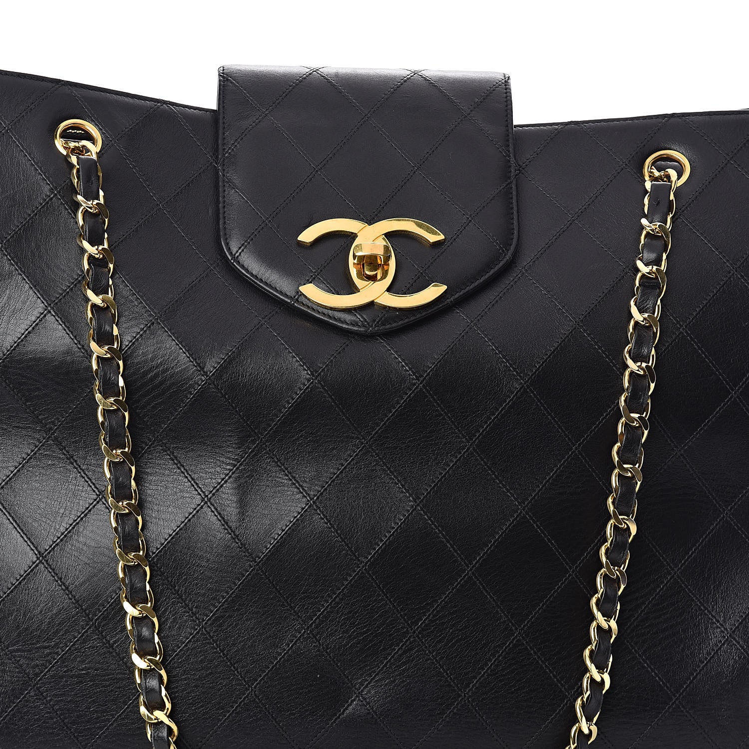 Chanel Calfskin Stitched XL Weekender Black 9 of 12