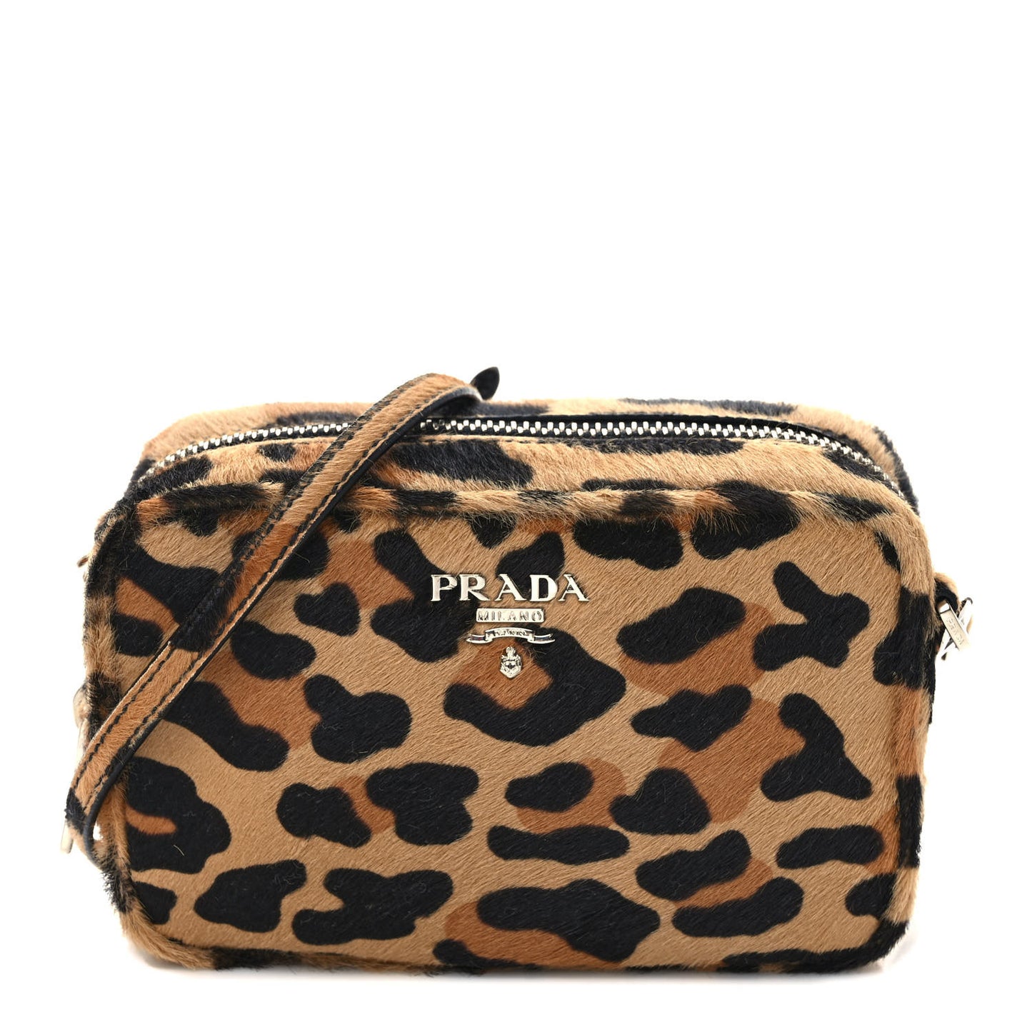 Calf Hair Leopard Print Crossbody Camera Bag Miele Moro