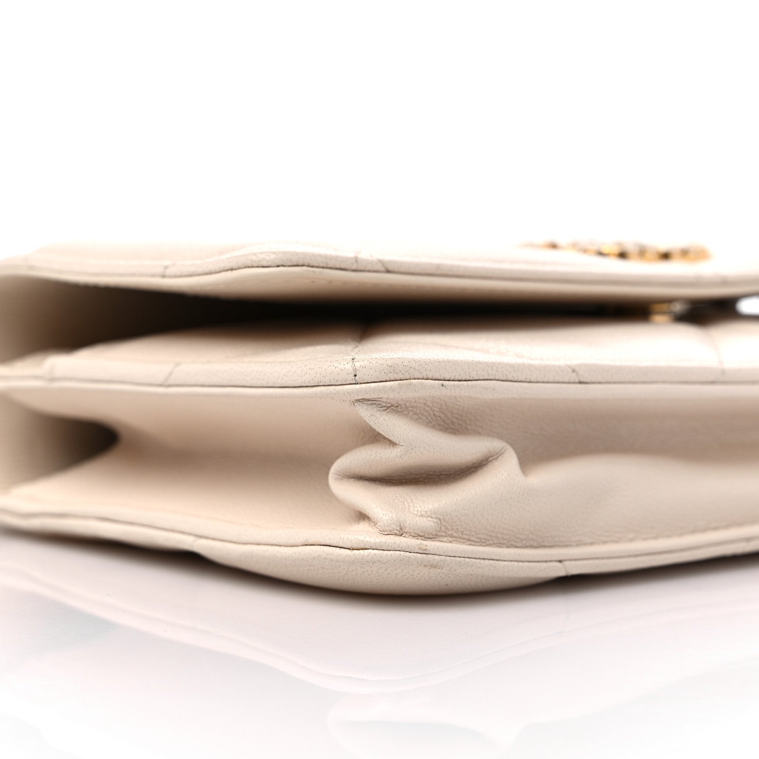 Chanel Goatskin Quilted Chanel 19 Wallet On Chain WOC Light Beige 9 of 13