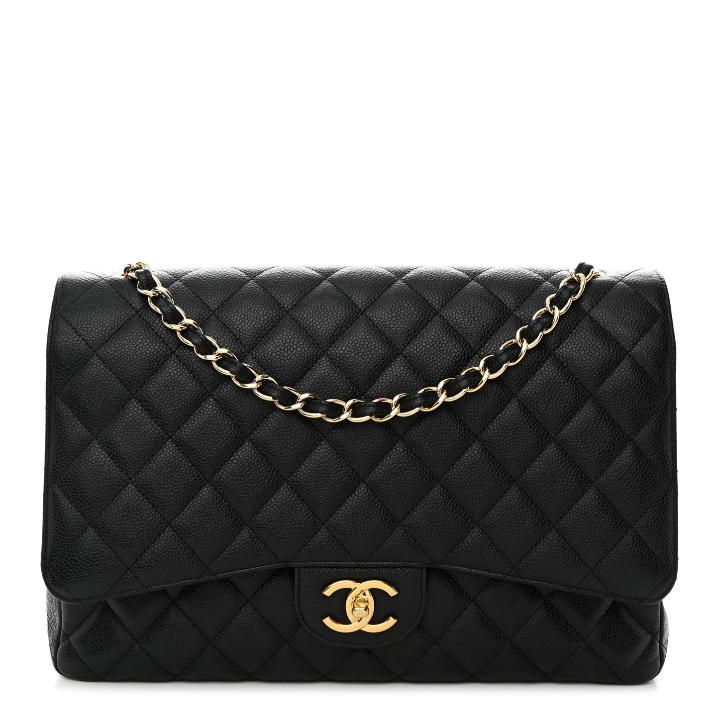Caviar Quilted Maxi Double Flap Black