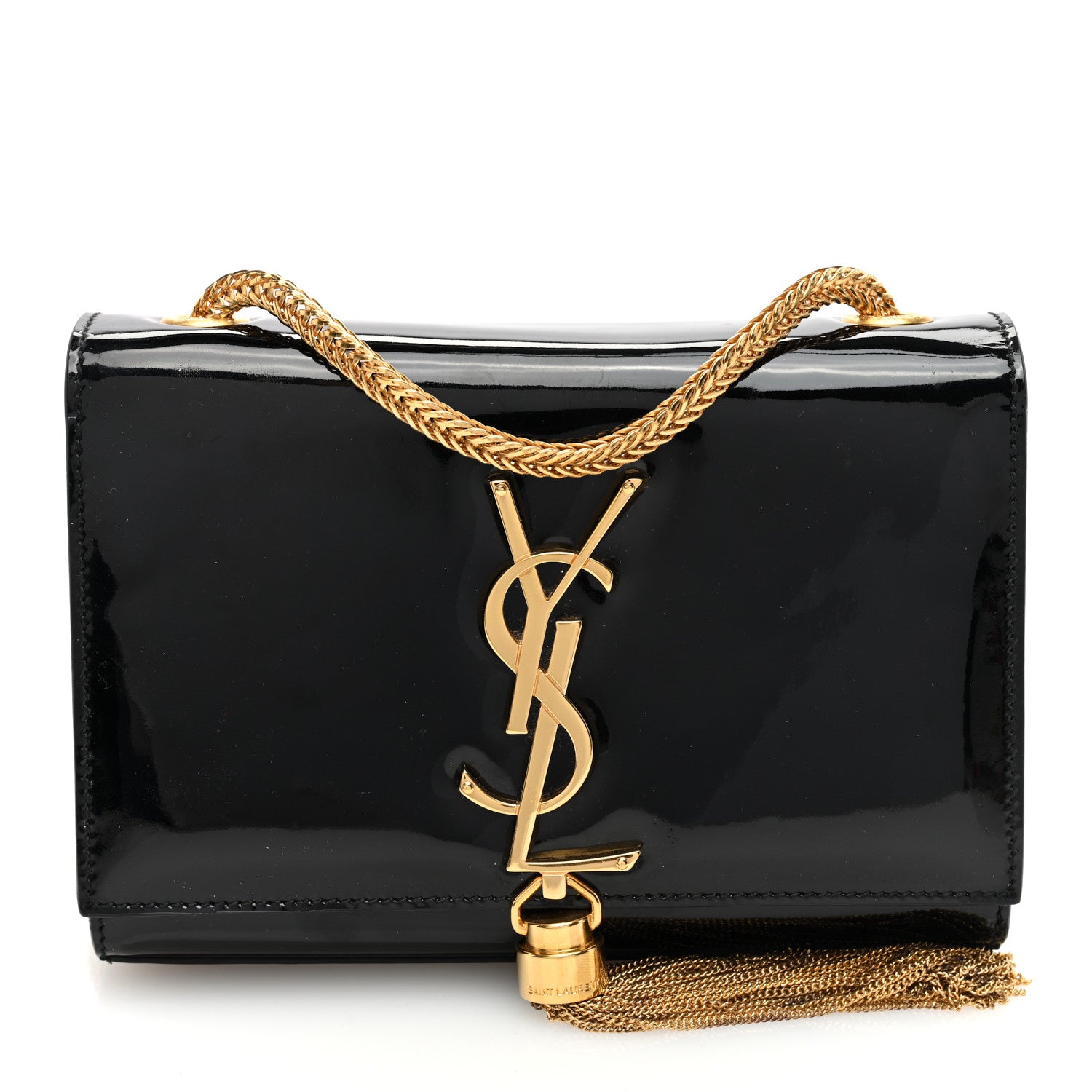 Saint Laurent Patent Small Classic Monogram Kate Tassel Satchel Black 1 of 9