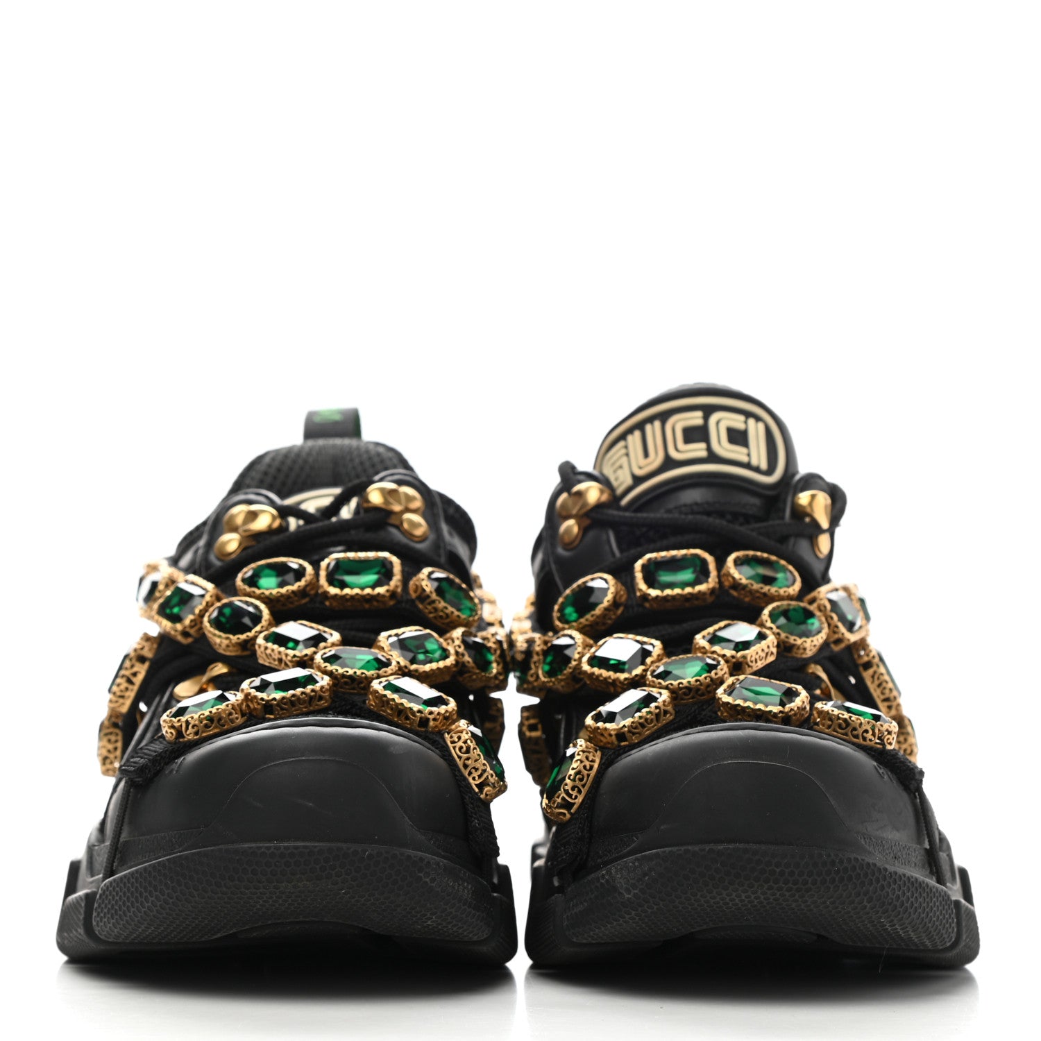 Gucci X SEGA Mesh Suede Calfskin Removable Crystals Womens Flashtrek Sneakers 36 Black Silver 2 of 9