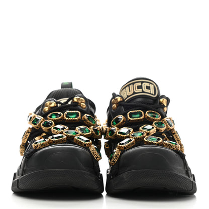 Gucci X SEGA Mesh Suede Calfskin Removable Crystals Womens Flashtrek Sneakers 36 Black Silver 2 of 9