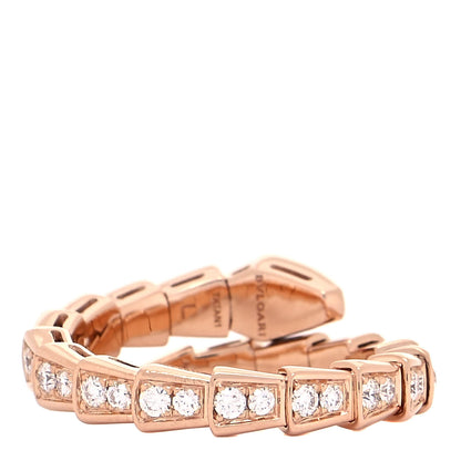Bulgari 18K Rose Gold Diamond Serpenti Viper Pave Ring L 3 of 5