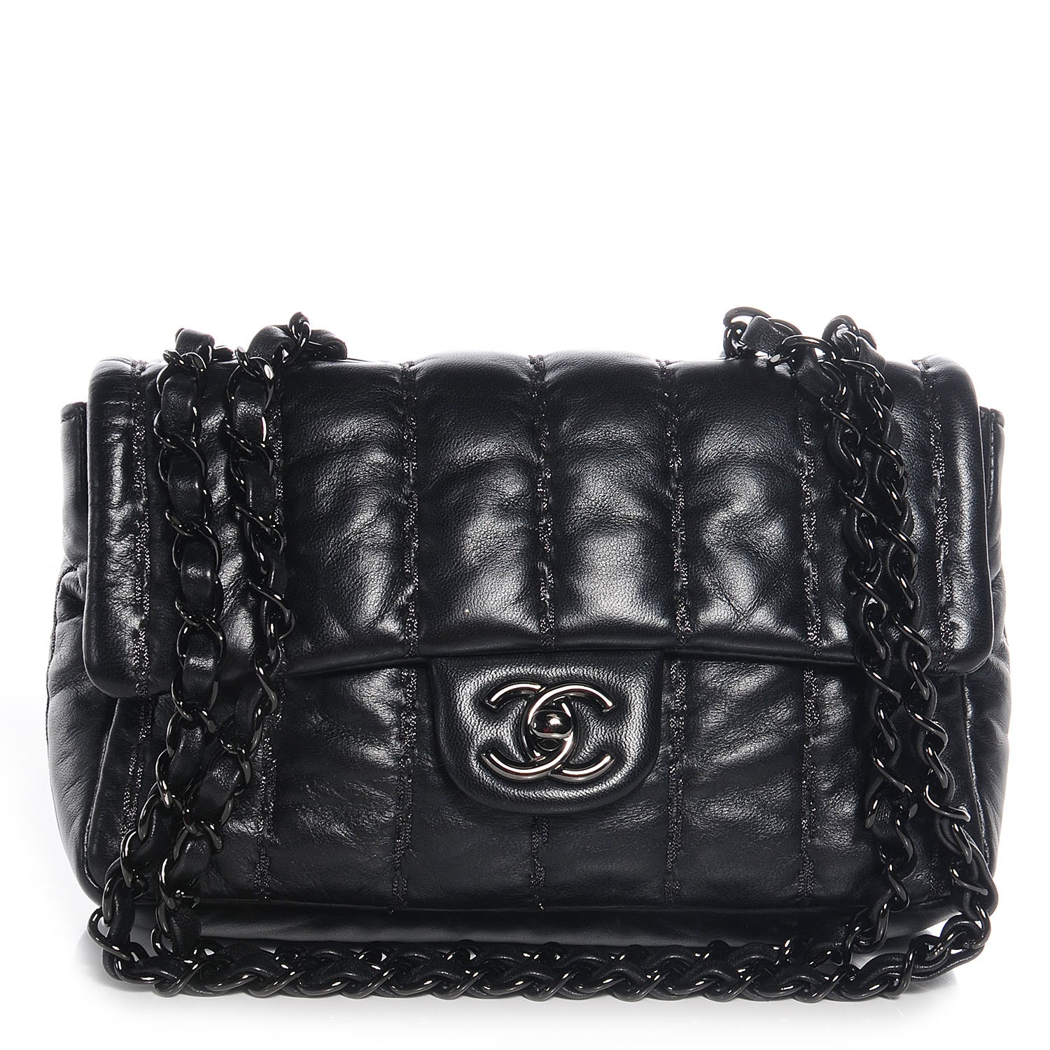Chanel Lambskin Vertical Stitch Small Flap Black 1 of 8