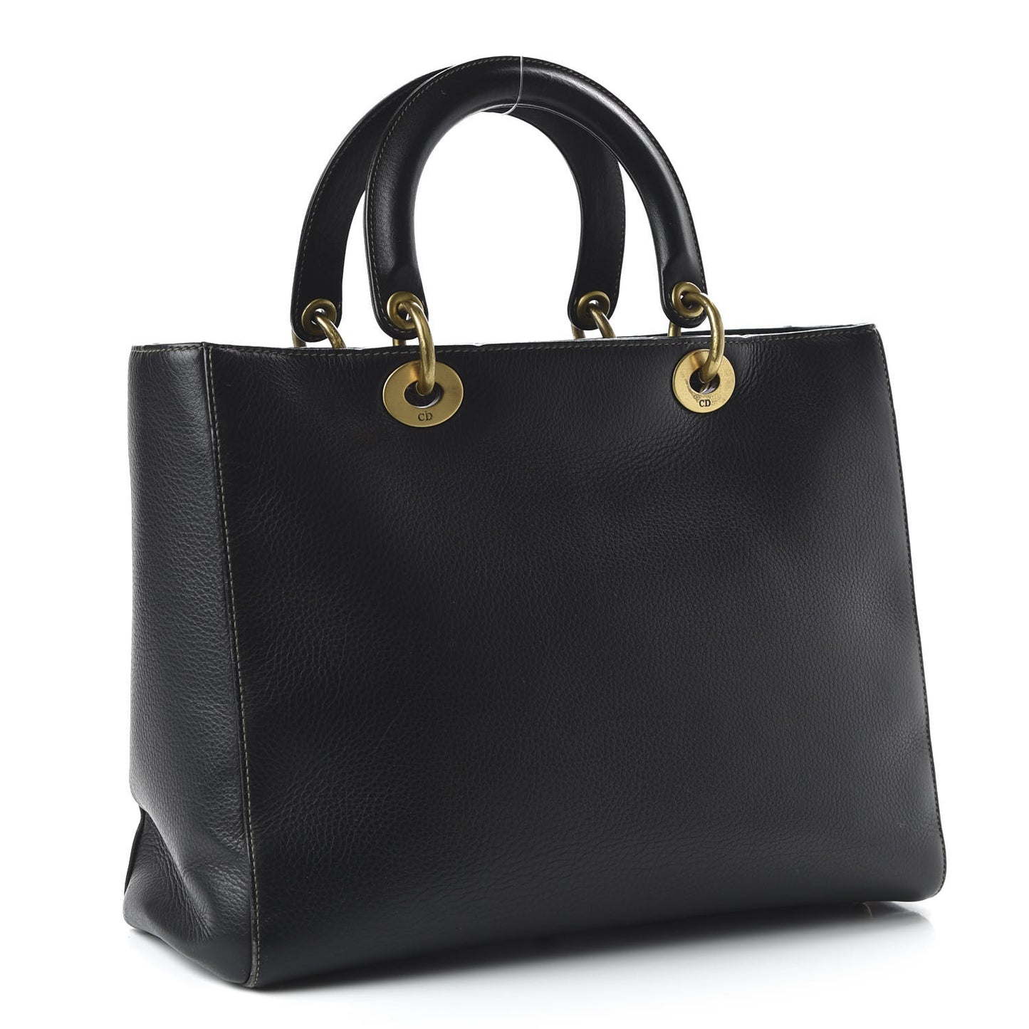 Grained Calfskin Large Lady Dior Black