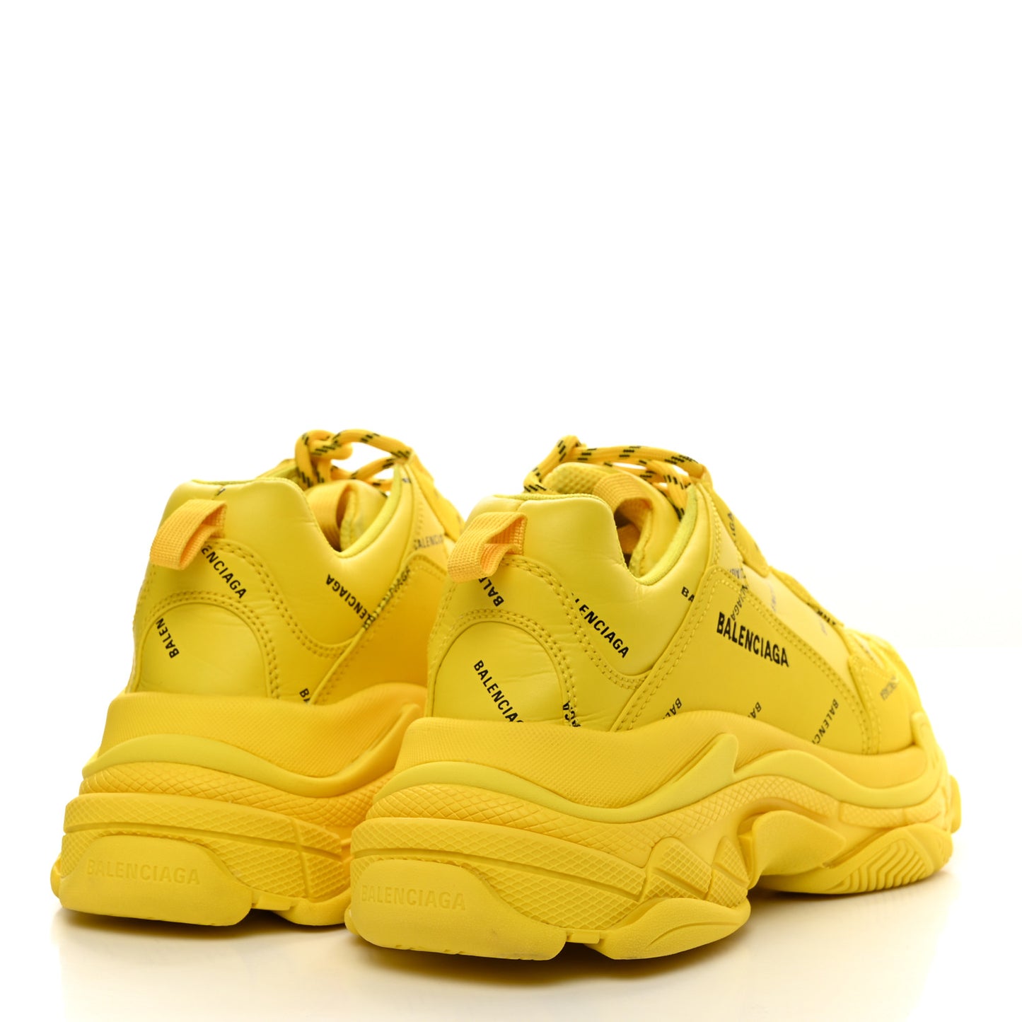 Calfskin Allover Logo Mens Triple S Sneakers 43 Yellow