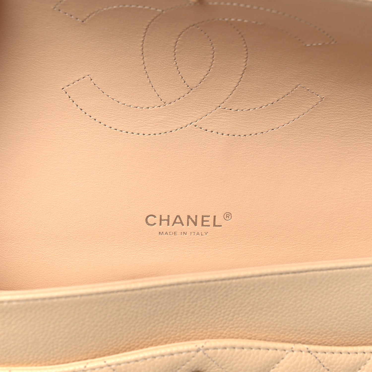 Chanel Caviar Quilted Maxi Double Flap Light Beige 6 of 11