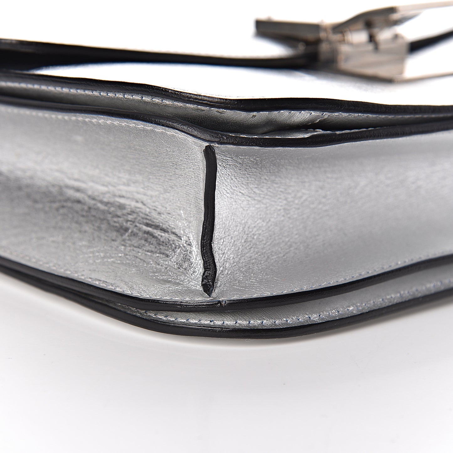 Laminated Lambskin Medium Classic Box Flap Bag Silver