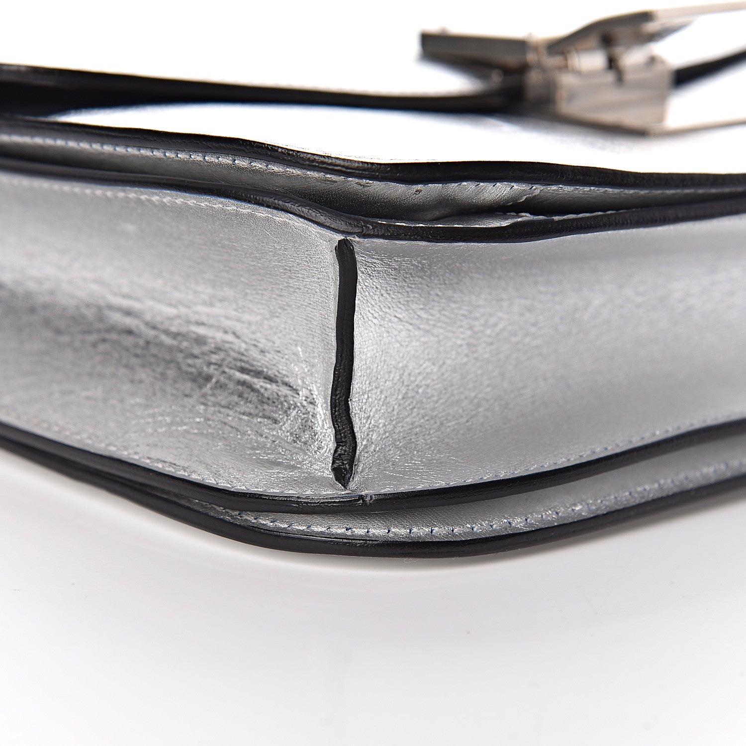 Celine Laminated Lambskin Medium Classic Box Flap Bag Silver 16 of 19
