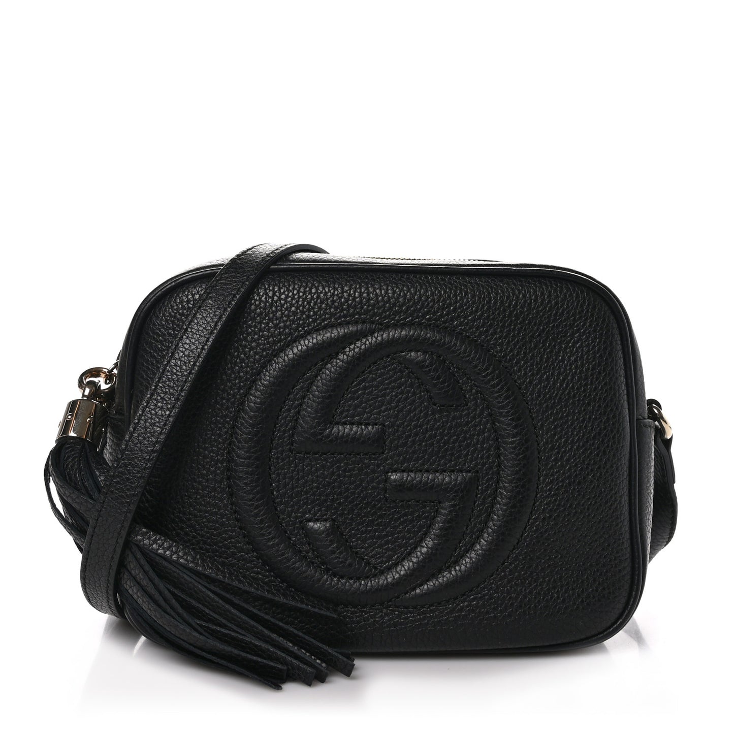 Pebbled Calfskin Small Soho Disco Bag Black