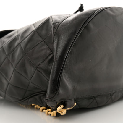 Chanel Lambskin Quilted Drawstring Backpack Black 9 of 11