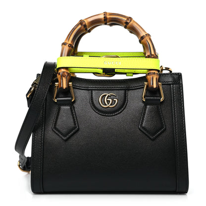 Gucci Wonka Grain Calfskin Mini Diana Tote Bag Black Yellow Fluo 1 of 9