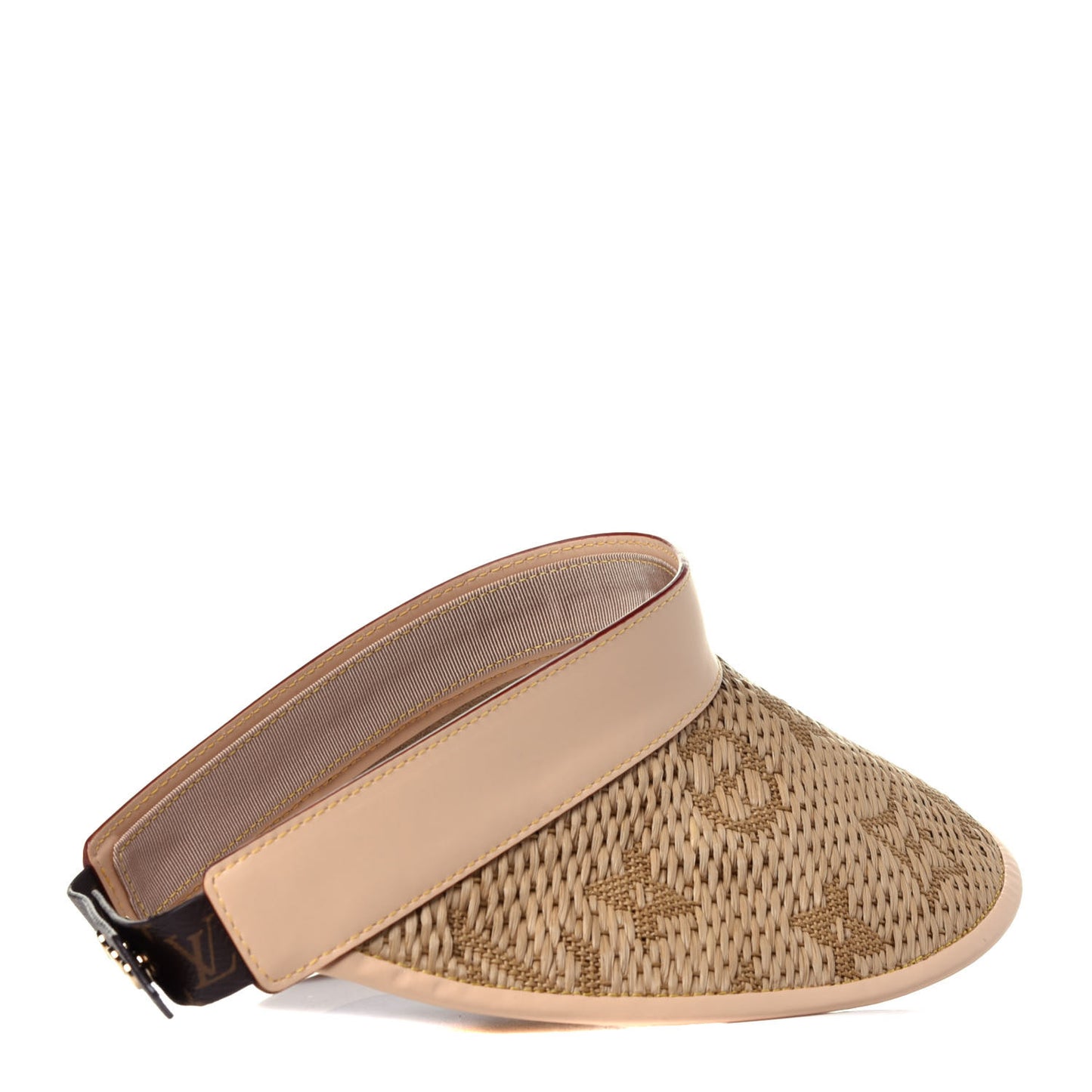 Calfskin Raffia Monogram Strawgram Visor Natural