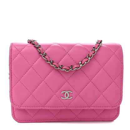 Chanel Lambskin Quilted Mini Wallet On Chain WOC Pink 1 of 11