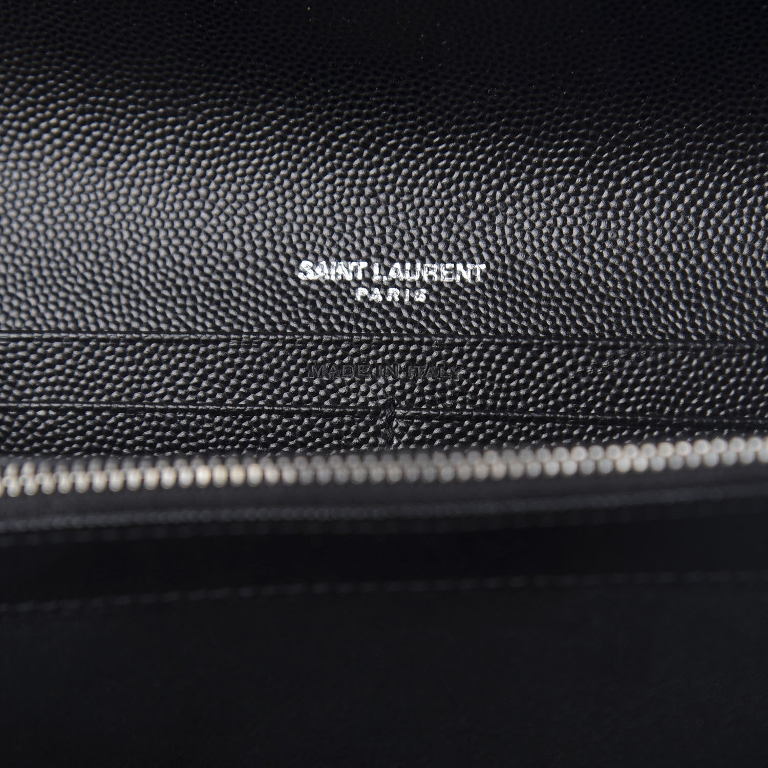 Saint Laurent Grain De Poudre Matelasse Chevron Monogram Flap Wallet Black 9 of 10