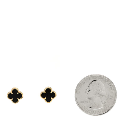 Van Cleef & Arpels 18K Yellow Gold Black Onyx Sweet Alhambra Earrings 2 of 6