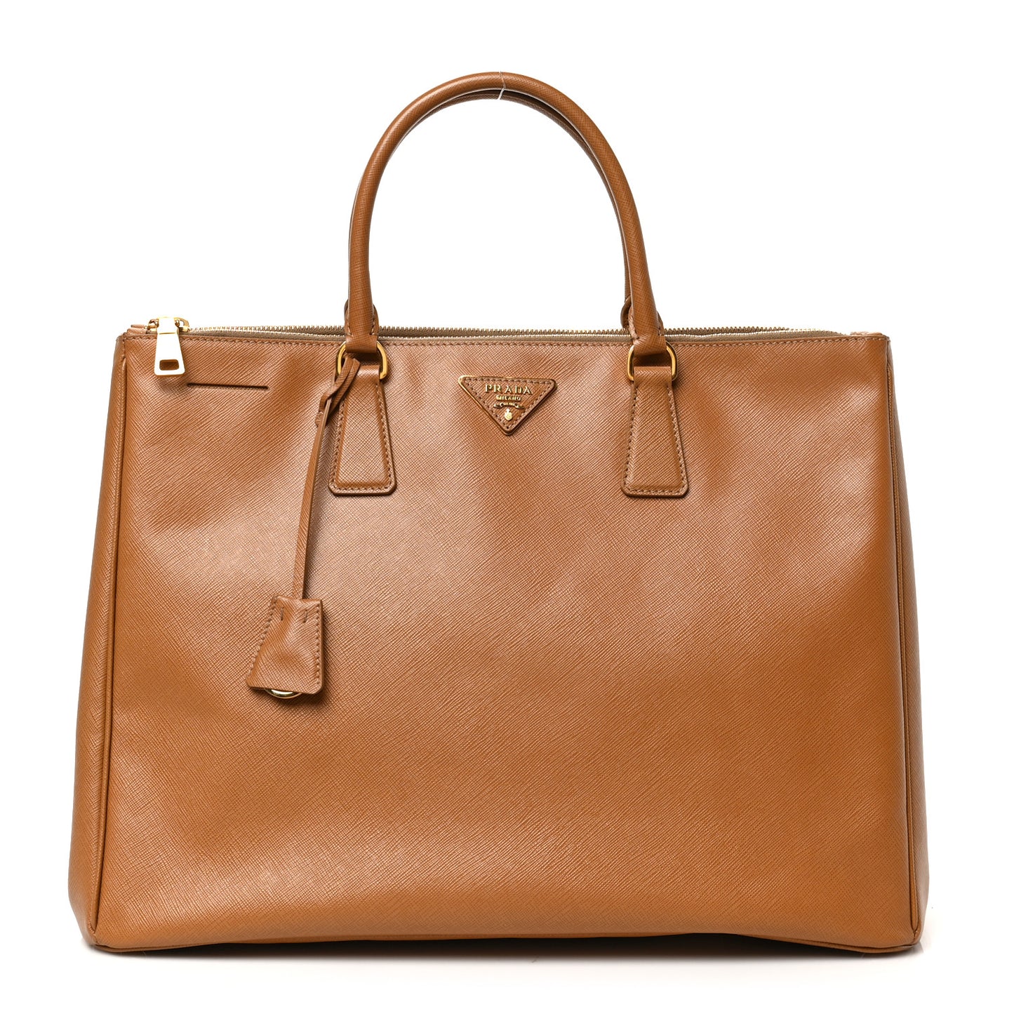 Saffiano Large Galleria Double Zip Tote Caramel