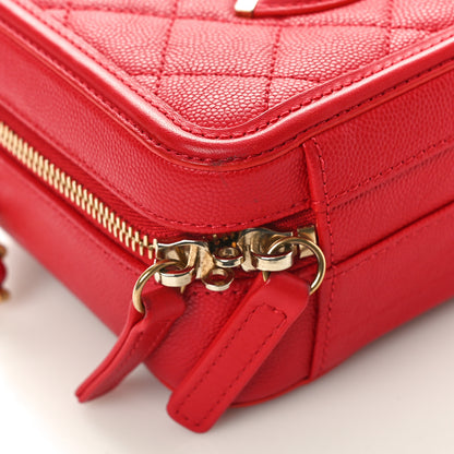 Chanel Caviar Quilted Small CC Filigree Vanity Case Red 9 of 10