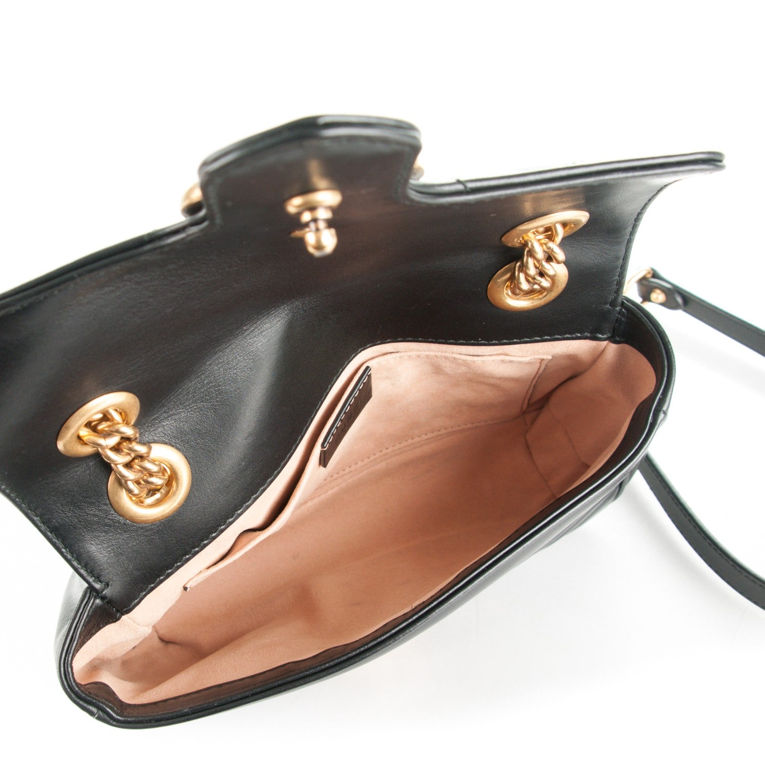 Gucci Calfskin Matelasse Mini GG Marmont Shoulder Bag Black 6 of 8
