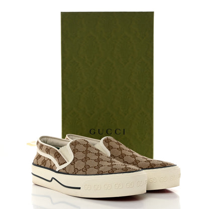 Gucci GG Monogram Womens 1977 Tennis Slip On 30mm Sneakers 40 Beige Ebony Mystic White 10 of 10